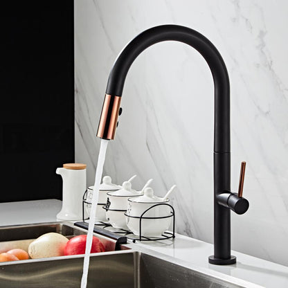 Black White Kitchen Faucet 360 Rotating Blackend Sink Tap Cold and Hot Kitchen Mixer Tap Blackened Pull Out Kitchen Mixer - DunbiBeauty, LLC