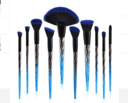 Blue 10 Piece Makeup Brush Set - DunbiBeauty, LLC