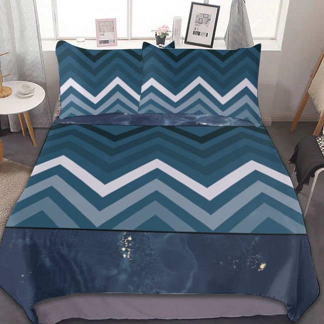 Blue Geometric Galaxy 3-Piece Bedding Set (1 Duvet Cover + 2 Pillowcase) - DunbiBeauty, LLC