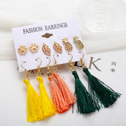 Bohemian Moon Triangle Tassel Earring Sets - DunbiBeauty, LLC