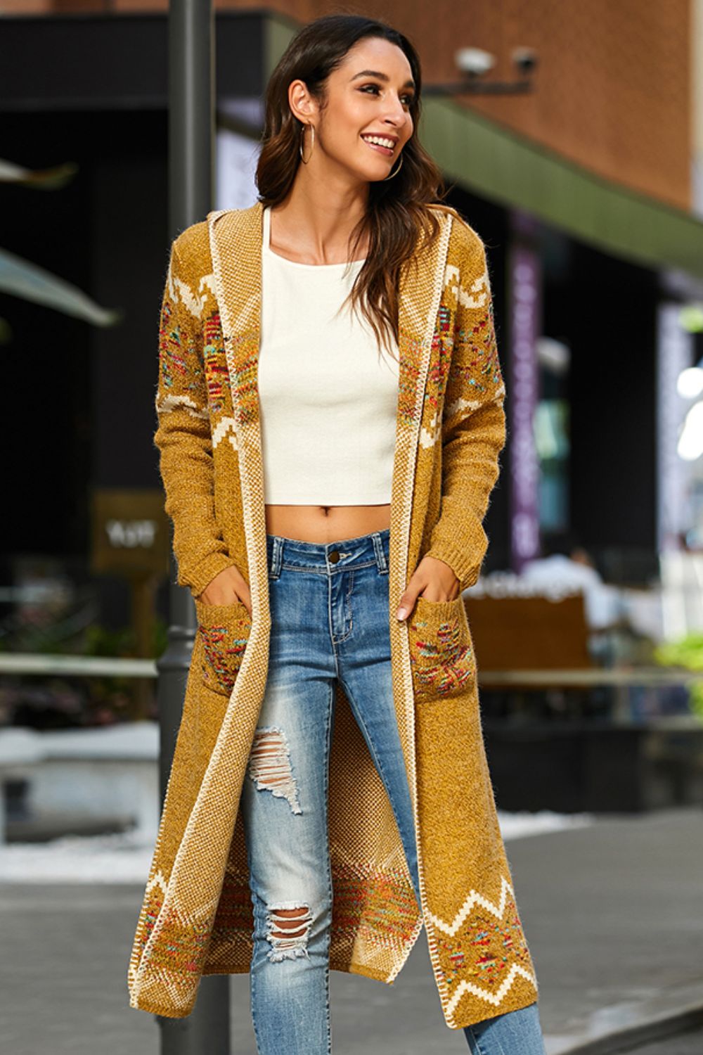 Bohemian Slit Hooded Duster Cardigan - DunbiBeauty, LLC