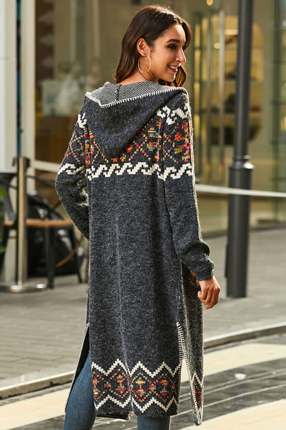 Bohemian Slit Hooded Duster Cardigan - DunbiBeauty, LLC