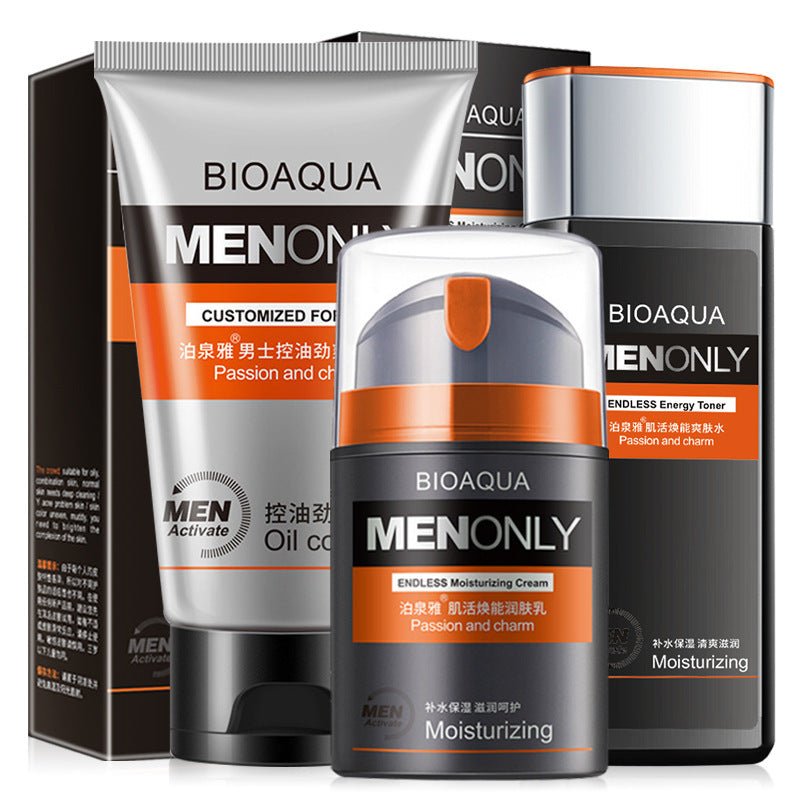 Boquanya Men's Skin Care Set Three-piece Hydrating Moisturizing Men's Facial Cleanser Toner Moisturizing Lotion Without Box - DunbiBeauty, LLC