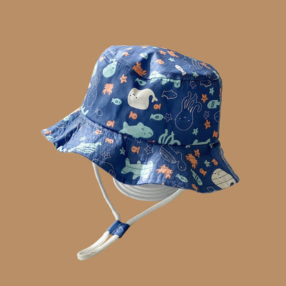 Boy's Ocean Theme Bucket Hat with Strap - DunbiBeauty, LLC