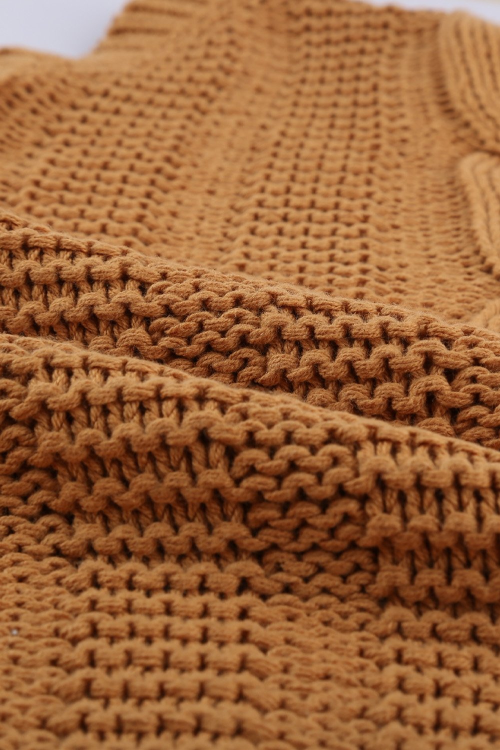 Brown Bubblegum V-Neck Braided Knit Sweater - DunbiBeauty, LLC