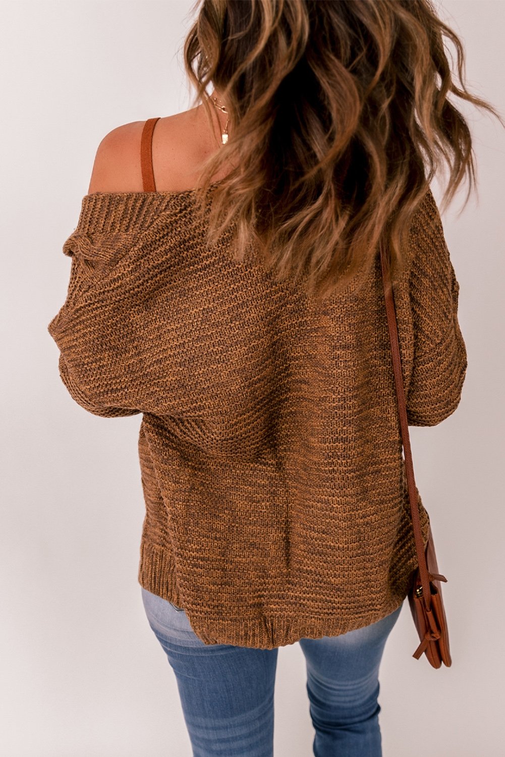 Brown Chunky Wide Long Sleeve Knit Cardigan - DunbiBeauty, LLC