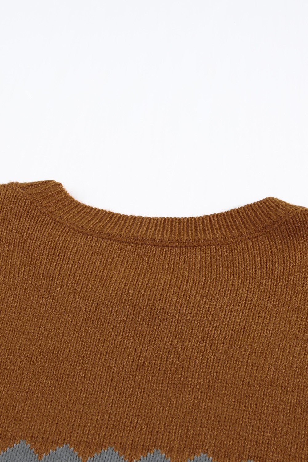 Brown Printed Crew Neck Knit Sweater - DunbiBeauty, LLC