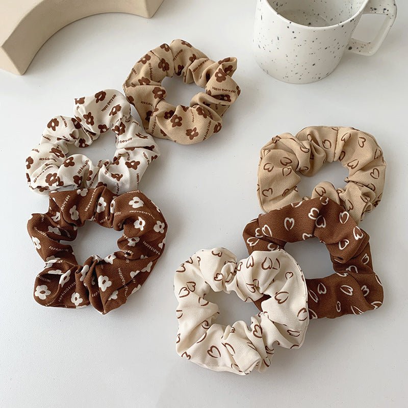 Brown Theme Print Hair Scrunchies - DunbiBeauty, LLC