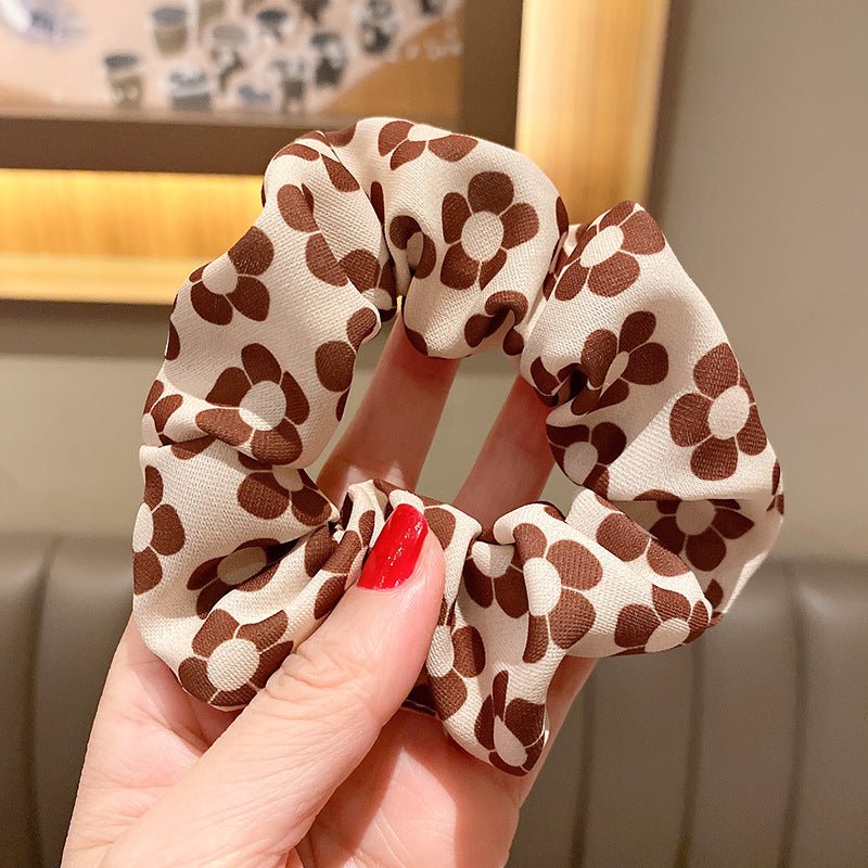 Brown Theme Print Hair Scrunchies - DunbiBeauty, LLC