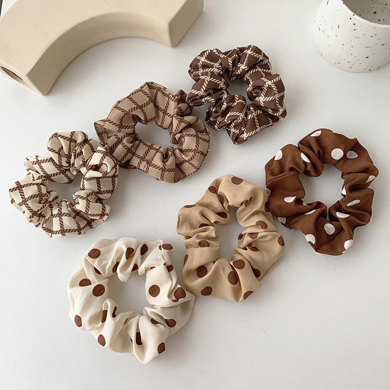 Brown Theme Print Hair Scrunchies - DunbiBeauty, LLC