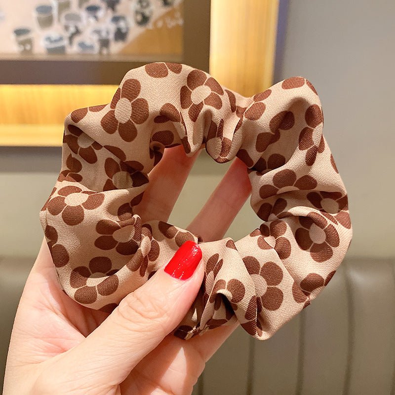 Brown Theme Print Hair Scrunchies - DunbiBeauty, LLC