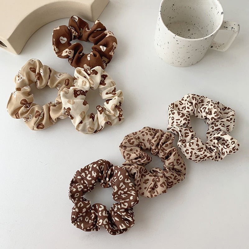 Brown Theme Print Hair Scrunchies - DunbiBeauty, LLC