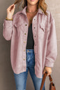 Suede Snap Front Dropped Shoulder Jacket Trendsi