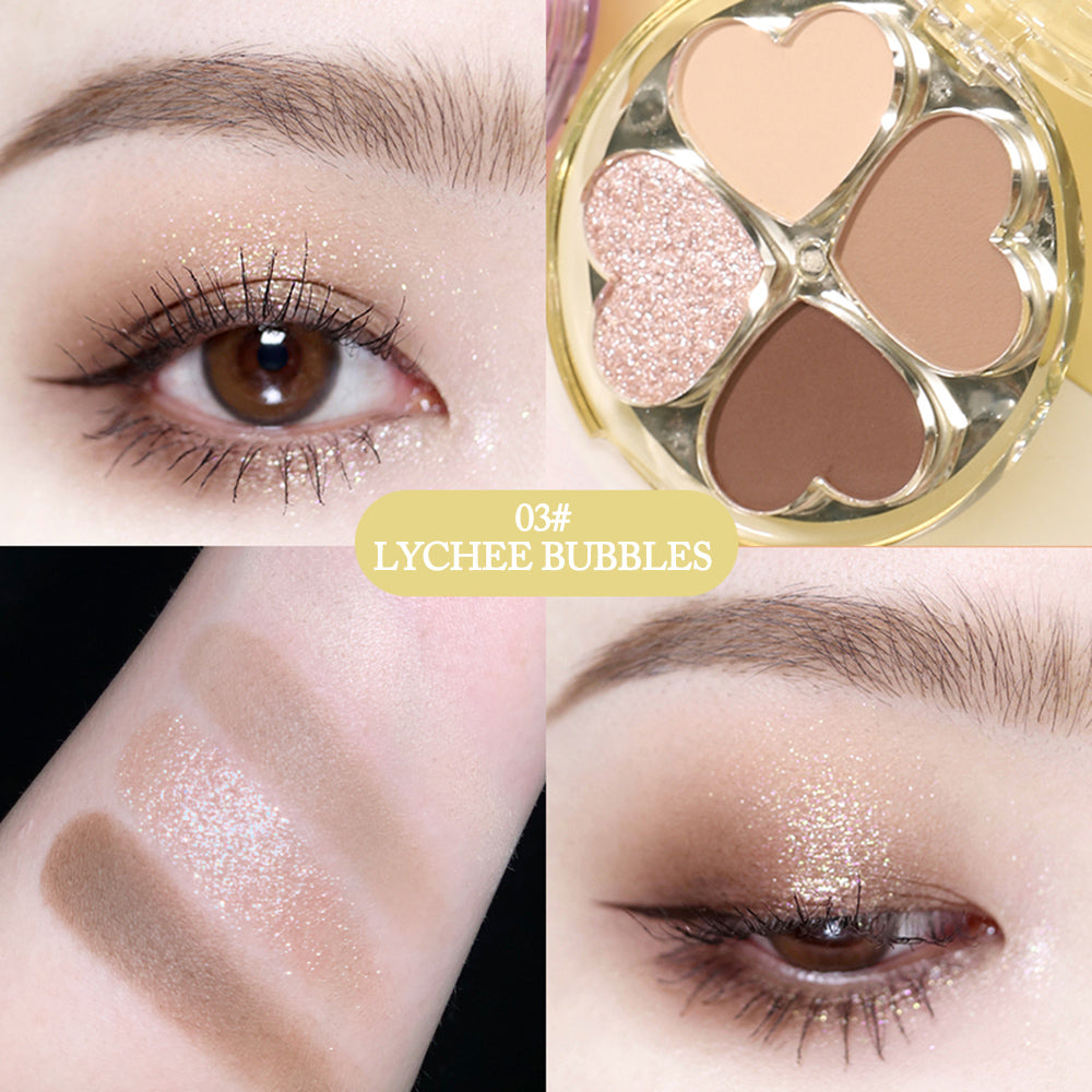 Portable Pearlescent Waterproof Daily Earth Color Lucky Four-leaf Clover Eyeshadow