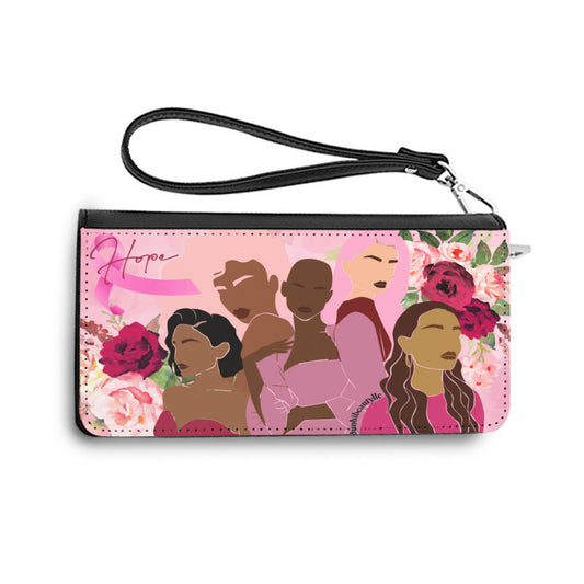 Customized Women's Purse｜PU -Unity, Hope, Pink, Hot Pink, Burgundy, Roses, Breast Cancer Awareness, Women, Black, Hispanic, White, Hair, Smooth (Designed by Dunbi)