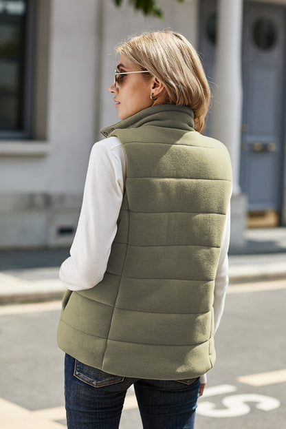 Quilted Mock Neck Vest Kiwidrop