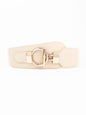 PU Elastic Wide Belt with Alloy Buckle