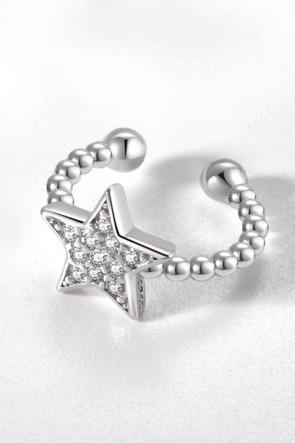 Inlaid Zircon Star Single Cuff Earring