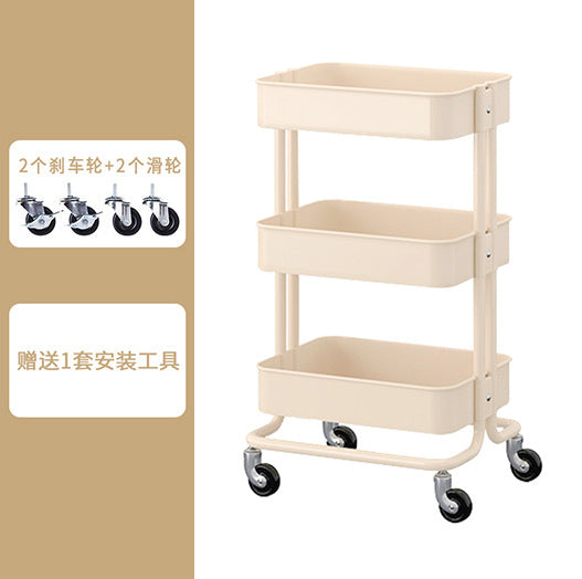 Movable wheeled kitchen storage rack trolley living room storage floor-to-floor beauty salon trolley supplies storage rack Larnt