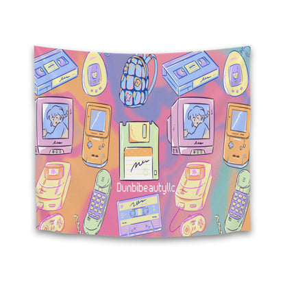 Tapestry(29×37inch) | Polyester -Kawaii, Retro, Anime, 90's Themed, Sherbet Colors, Pastel (Designed by Dunbi)