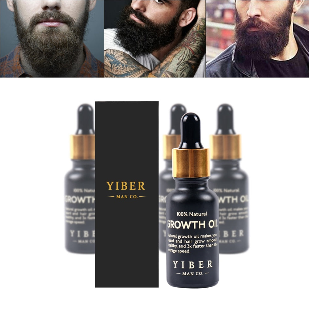 Men Beard Growth  Oil Kit Soften Hair Growth Nourishing Enhancer Beard Wax Balm Moustache Oil Leave-In Conditioner Beard Care Zendrop