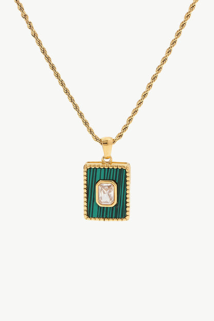 Square Pendant Twisted Chain Necklace Trendsi