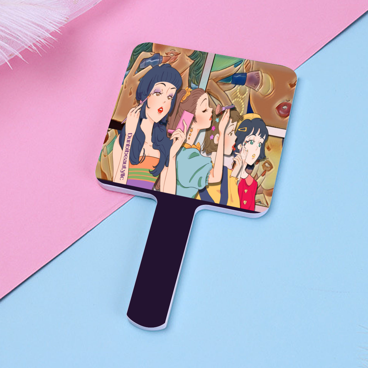 Handle Square Mirror｜Rubber -Retro, Makeup, Korean Girls, Hair, Fashion, Lipstick, Mascara, Girl Gang (Designed by Dunbi)