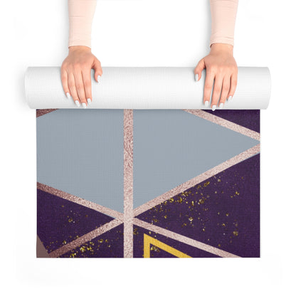 Purple and Rose Gold Geometric Foam Yoga Mat Printify