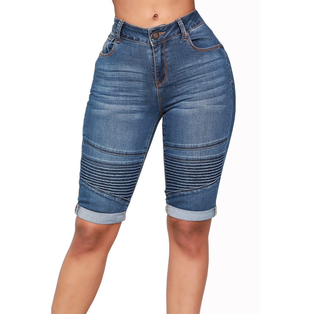 Women's High-Rise Basic Denim Capris Kiwidrop