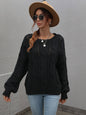 Cable-Knit Openwork Round Neck Sweater - DunbiBeauty, LLC