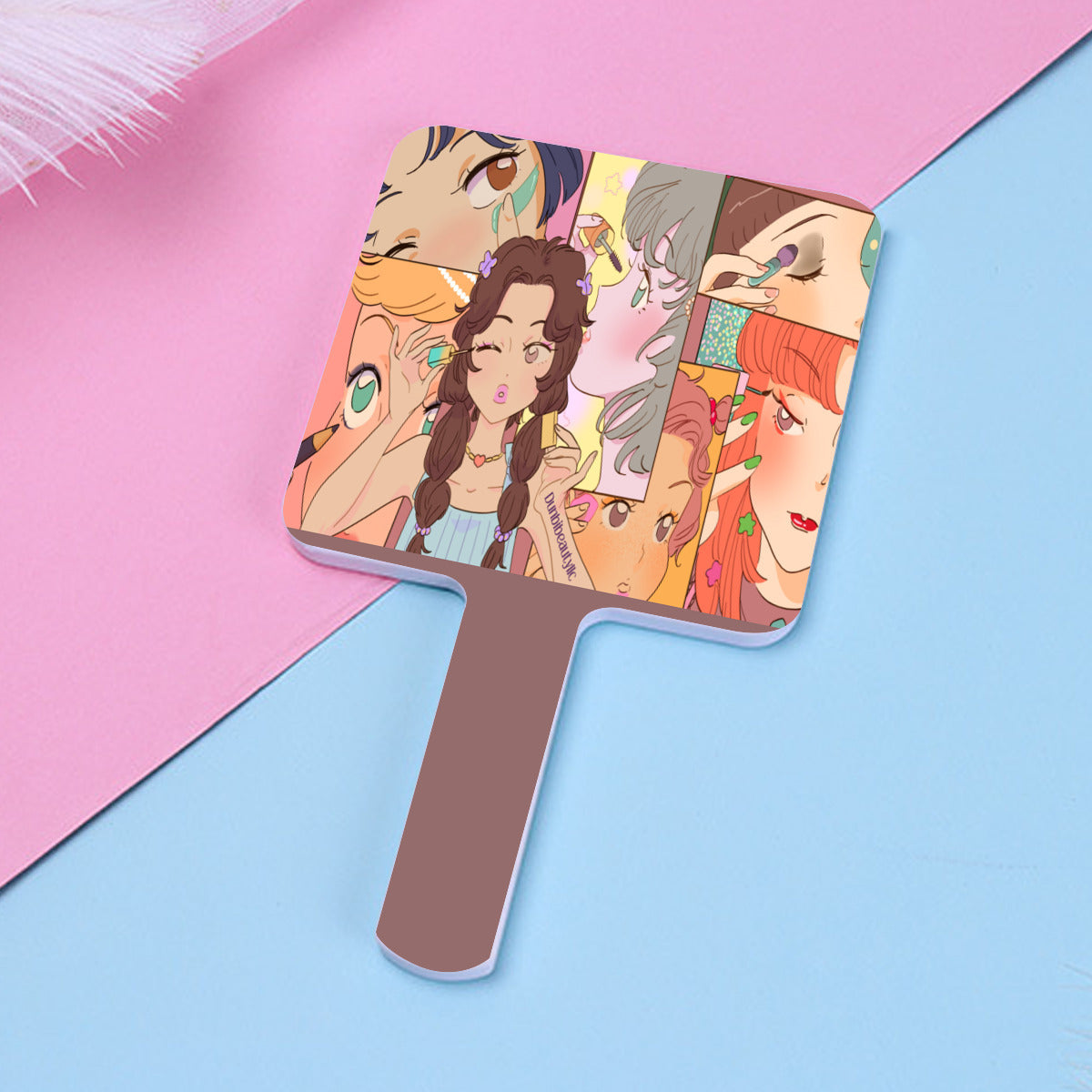 Handle Square Mirror｜Rubber -Kawaii, Anime, Japanese, Girl, Makeup, Beauty, Fun, Sleepover, Feminine, Fun, Cute (Designed by Dunbi)