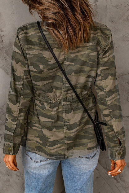 Camouflage Snap Down Jacket - DunbiBeauty, LLC