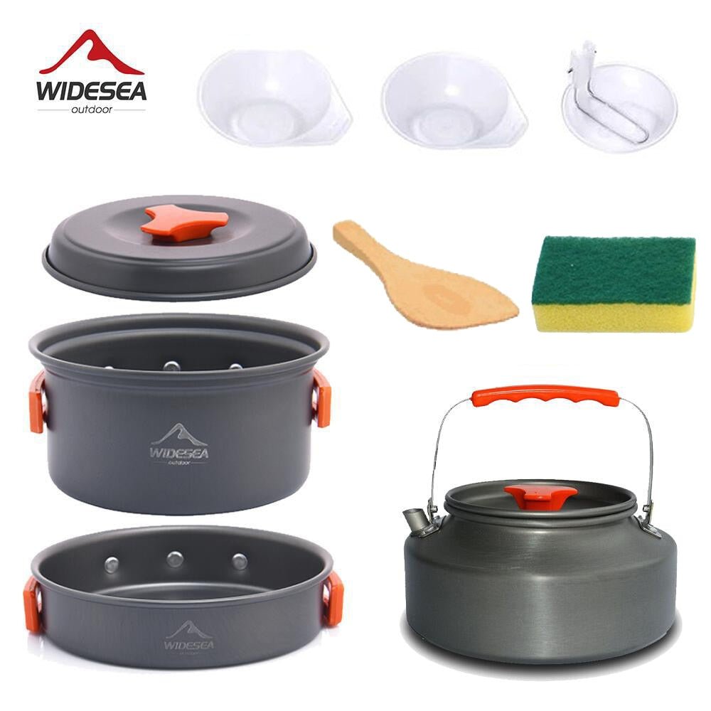 Camping Tableware Outdoor Cookware Set Pots Tourist Dishes Bowler Kitchen Equipment Gear Utensils Hiking Picnic Travel - DunbiBeauty, LLC