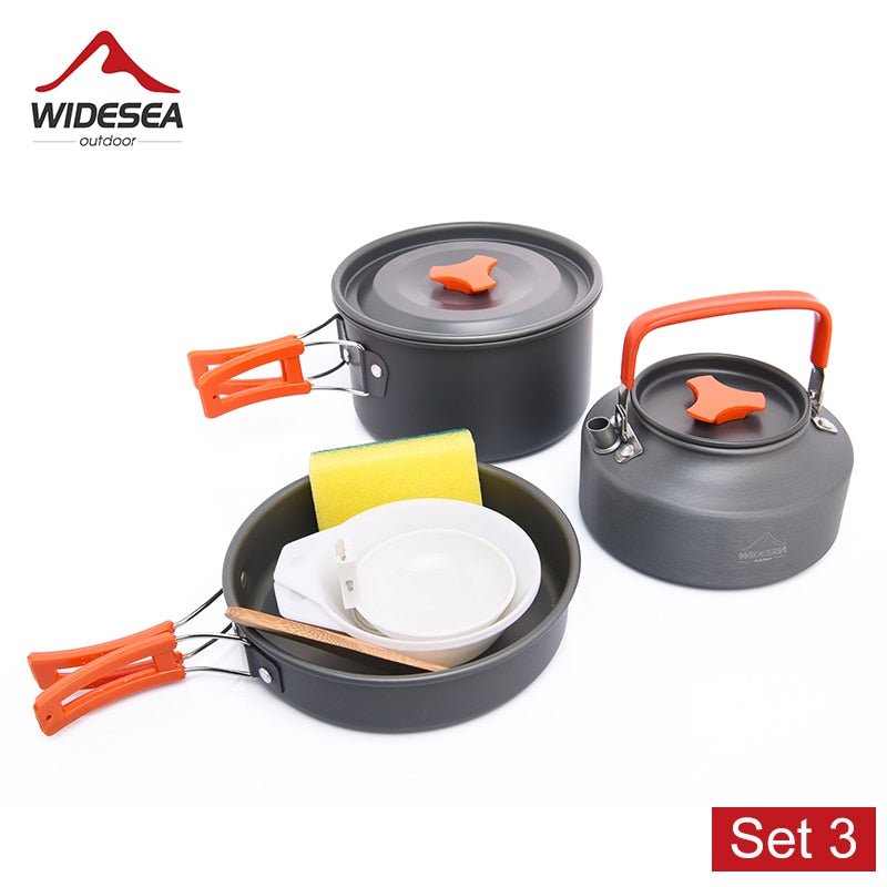 Camping Tableware Outdoor Cookware Set Pots Tourist Dishes Bowler Kitchen Equipment Gear Utensils Hiking Picnic Travel - DunbiBeauty, LLC