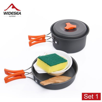 Camping Tableware Outdoor Cookware Set Pots Tourist Dishes Bowler Kitchen Equipment Gear Utensils Hiking Picnic Travel - DunbiBeauty, LLC