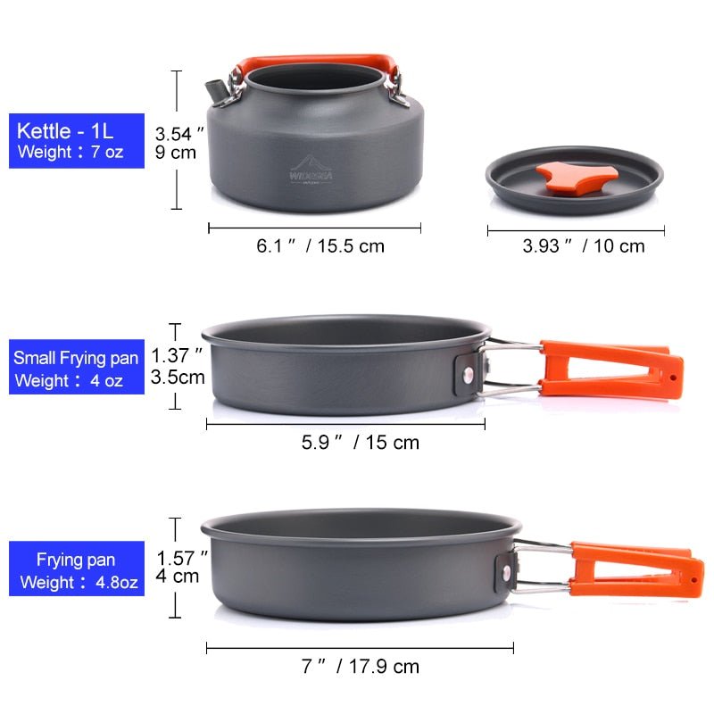 Camping Tableware Outdoor Cookware Set Pots Tourist Dishes Bowler Kitchen Equipment Gear Utensils Hiking Picnic Travel - DunbiBeauty, LLC