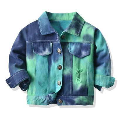 Casual Cute Fashion Tie Dye Babys Coat Cotton Blend Hole Button Jacket Baby Clothes - DunbiBeauty, LLC