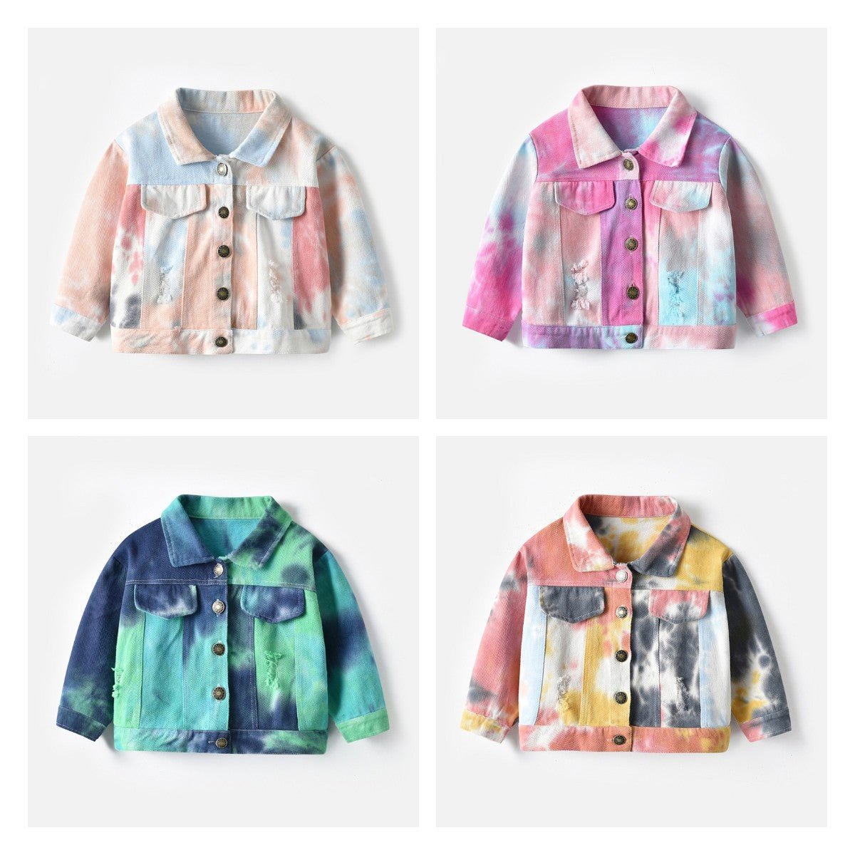 Casual Cute Fashion Tie Dye Babys Coat Cotton Blend Hole Button Jacket Baby Clothes - DunbiBeauty, LLC