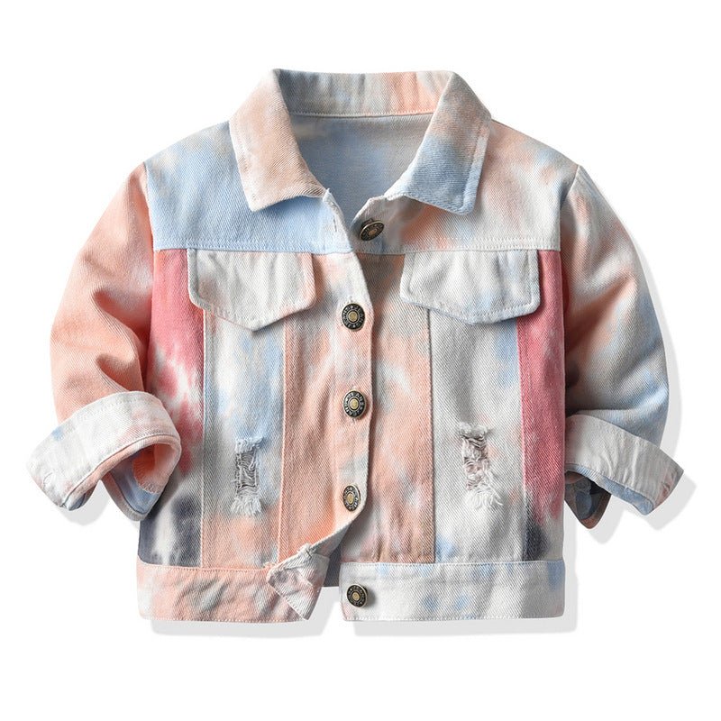 Casual Cute Fashion Tie Dye Babys Coat Cotton Blend Hole Button Jacket Baby Clothes - DunbiBeauty, LLC