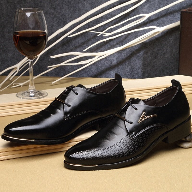 Casual Shoes Black/Brown Leather Lace Up Dress Handsome Shoes - DunbiBeauty, LLC