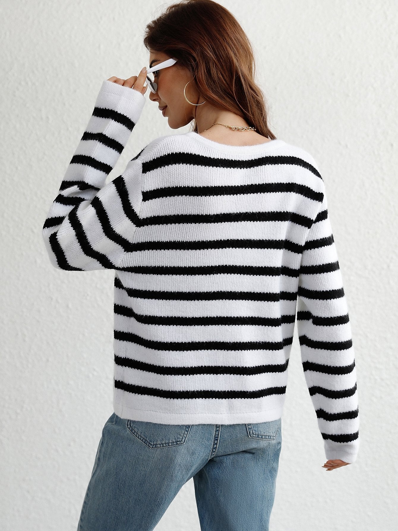 Casual Single-Breasted Striped Cardigan - DunbiBeauty, LLC