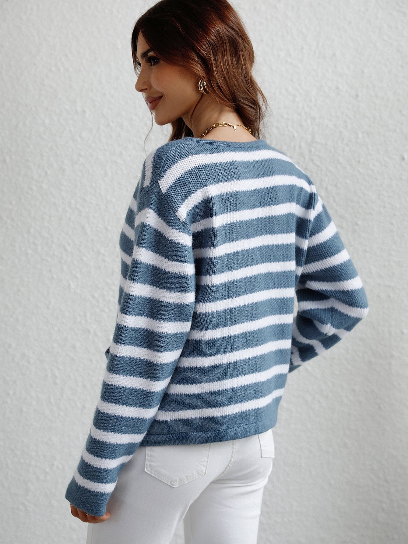 Casual Single-Breasted Striped Cardigan - DunbiBeauty, LLC