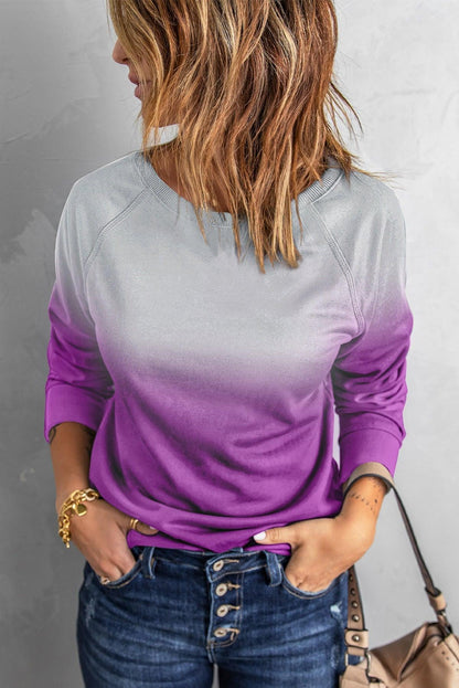 Ombre Crewneck Long Sleeve Sweatshirt Kiwidrop