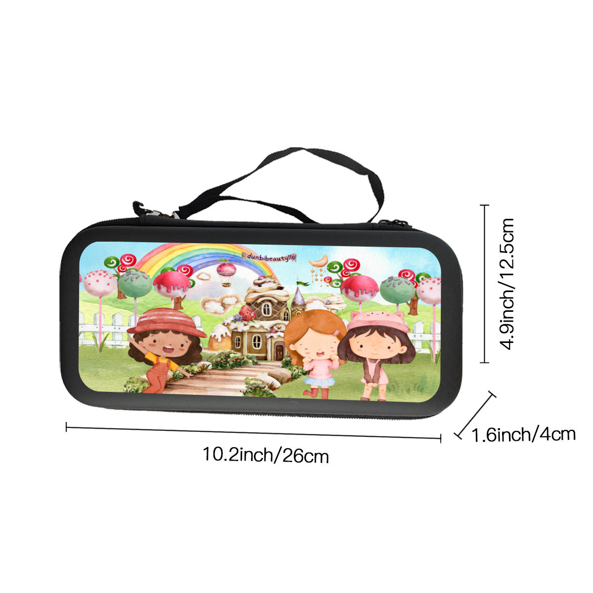 Nintendo Switch Storage Bag (Double-Sided Printing)｜Eva Material - Watercolor, Candy, Pastel, Lollypops, Chocolate, Treats, Dessert, Girls, Friends, Rainbow, Candy Shop, Hot Air Balloon, Cake Pops, Chocolate Clouds (Designed by Dunbi)