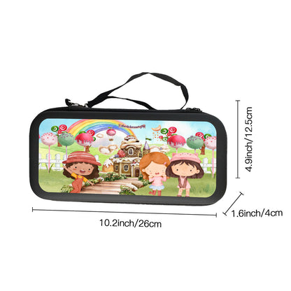 Nintendo Switch Storage Bag (Double-Sided Printing)｜Eva Material - Watercolor, Candy, Pastel, Lollypops, Chocolate, Treats, Dessert, Girls, Friends, Rainbow, Candy Shop, Hot Air Balloon, Cake Pops, Chocolate Clouds (Designed by Dunbi)