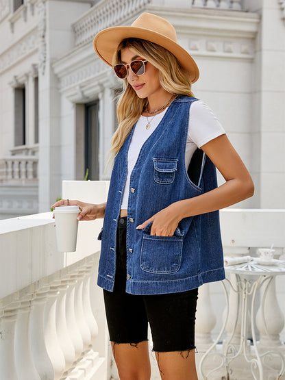 Button Down Denim Vest