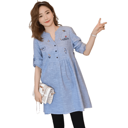 Patchwork Cotton Maternity Blouse Larnt