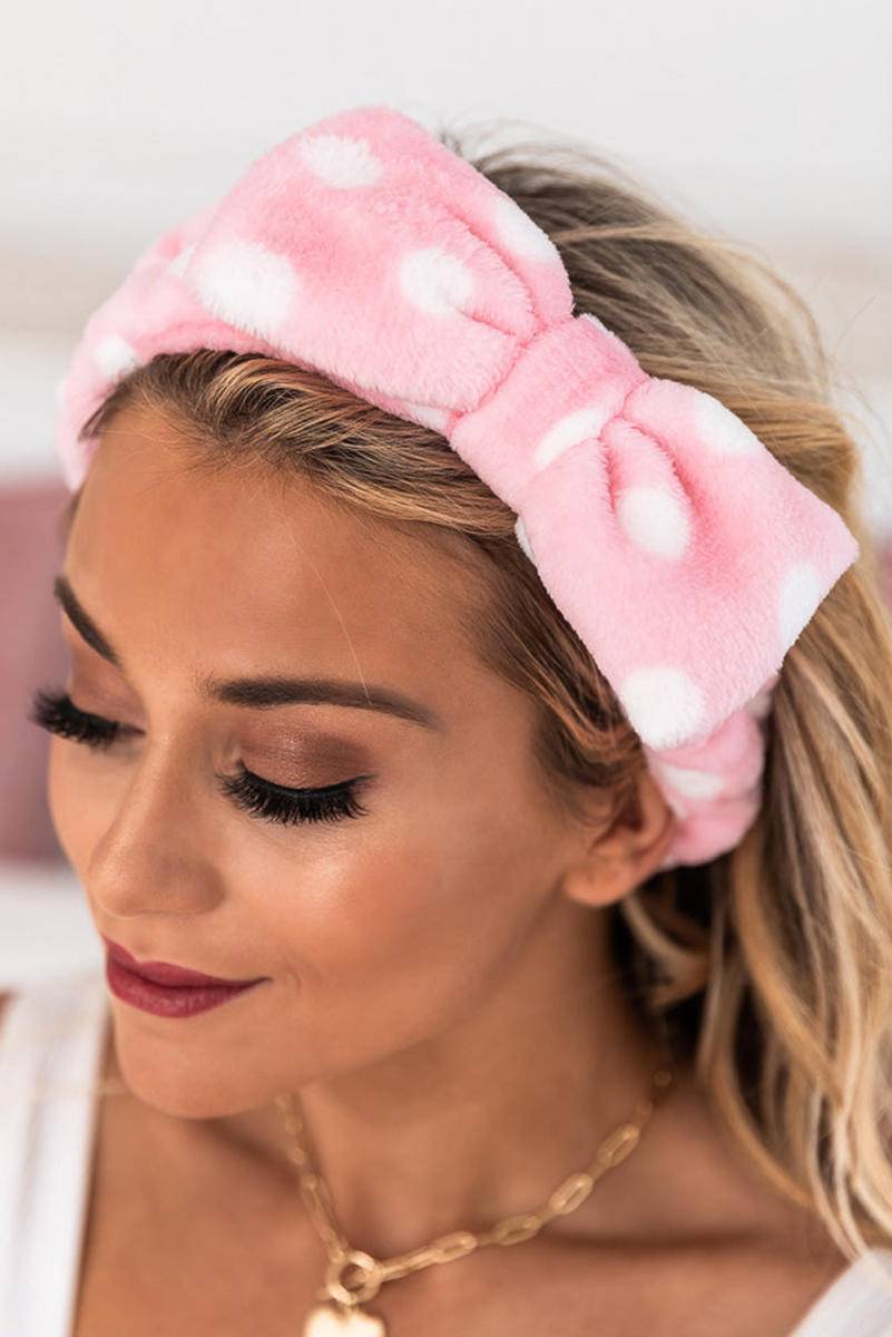 Polka Dot Bow Elastic Makeup Headband