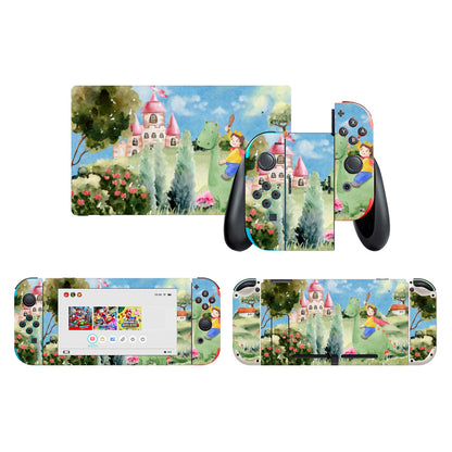 Nintendo Switch Game Console Stickers ｜PVC -Boy, Watercolor, Castle, Dragon, Garden, Prince, Crown, Cape, Wooden Sword, Clouds (Designed by Dunbi)