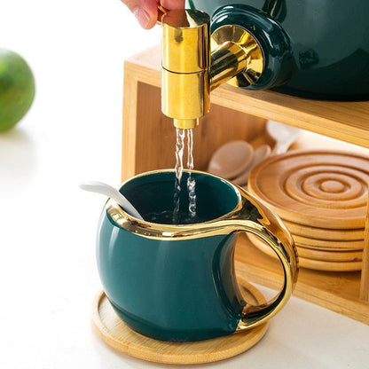 Ceramic Kettle Household High Temperature Resistant Juice Cool White Kettle Cup Water Kit with faucet - DunbiBeauty, LLC